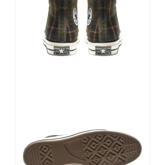 Converse High-Top Sneakers - Black, Brown, Green,and White Plaid - Picture 2 of 6
